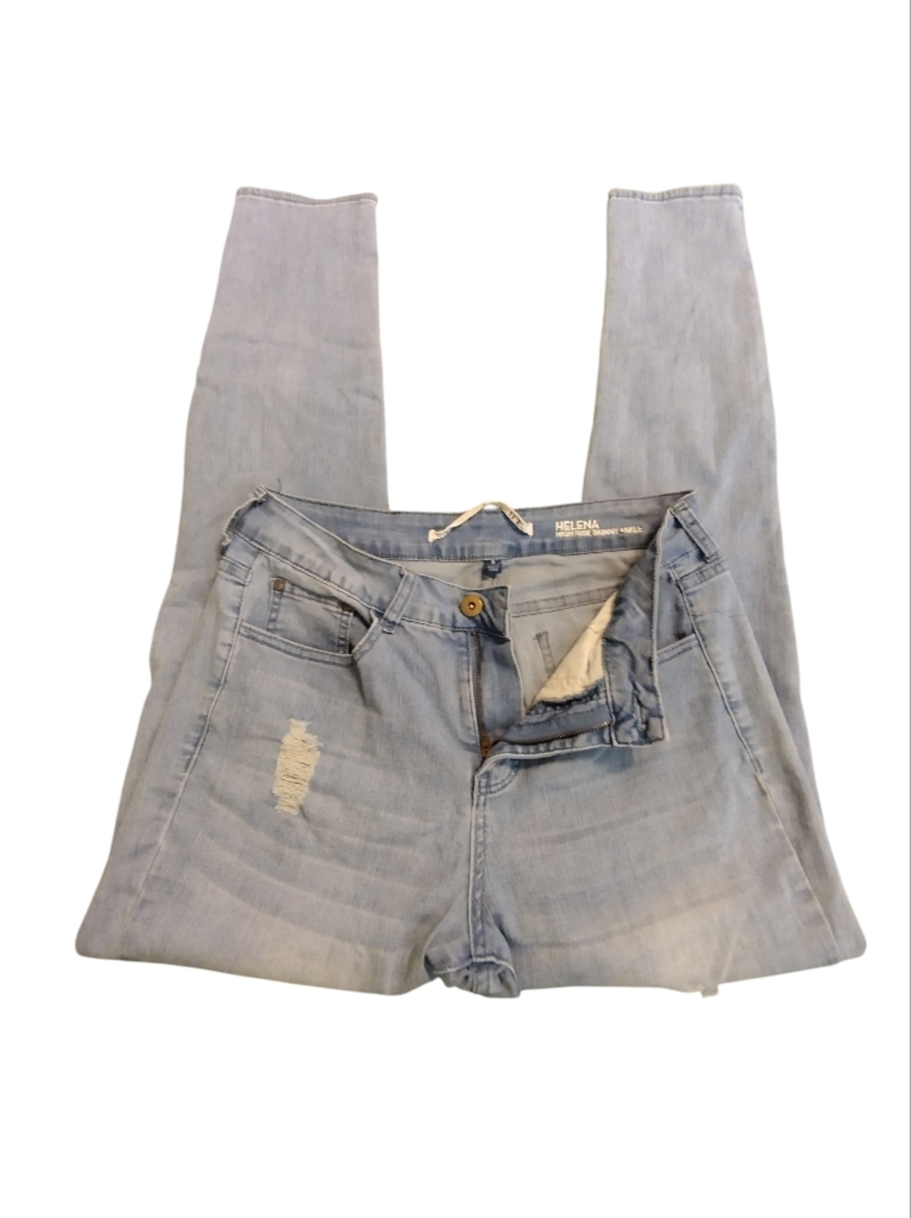 It! Helena Pale Blue Women's Skinny Jeans with Distressed Detail Size 8